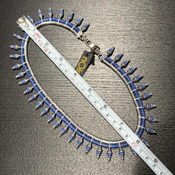 Noir Jewelry Lapis Stone Rhodium-Plated Spike “Rippling Water” Necklace - NWT - Picture 6 of 8